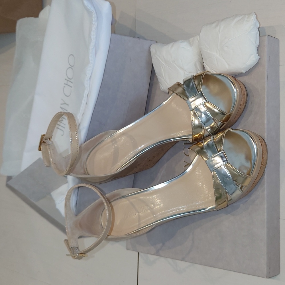 Jimmy Choo espadrille sandal mixed metallic sz 36